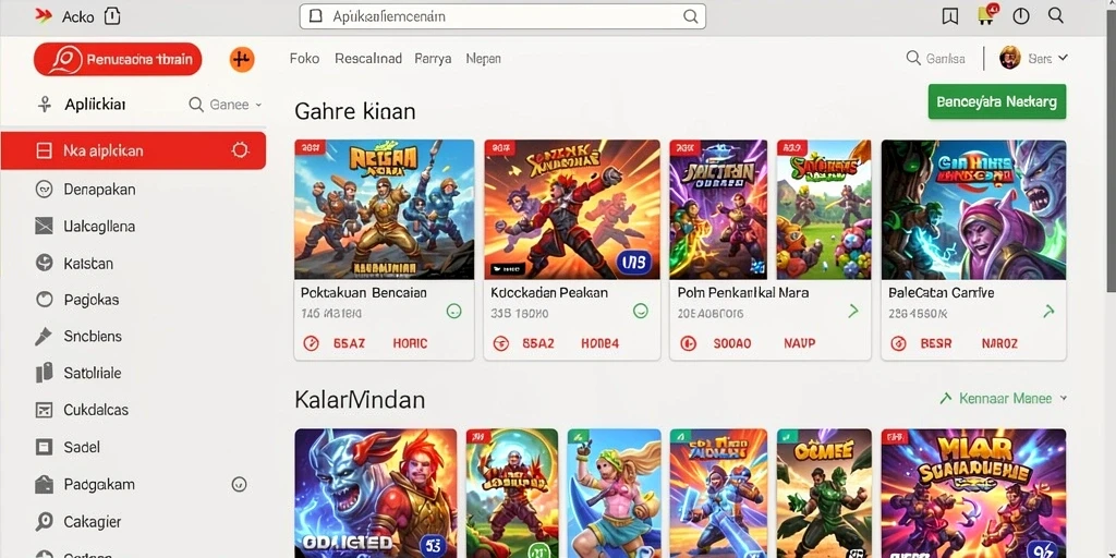 Tampilan layar utama dengan karakter wayang favorit.